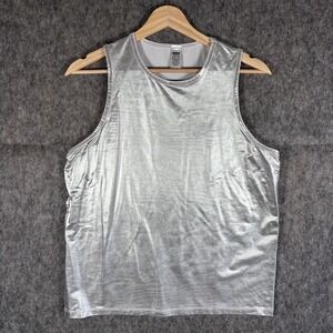 GARY M Tank Top Men's Medium Metalic Metal Tank Top Stretch Club Dance Jock